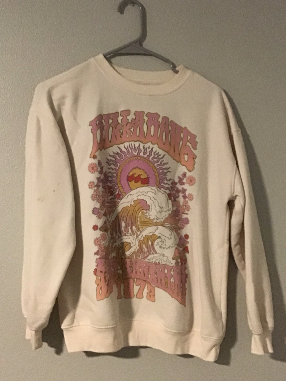 Billabong Cream Crewneck with Retro Surf Graphic